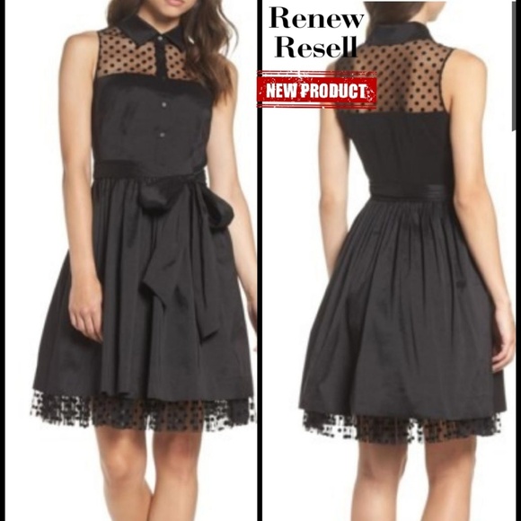 Eliza J  Pleated Bow Shirt Dress - Picture 1 of 8